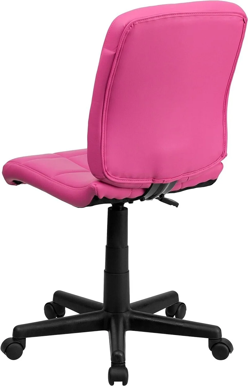 Pink Schreibtischstuhl ergonomisch – Drehbar & höhenverstellbar, Vinyl Bürostuhl 113kg