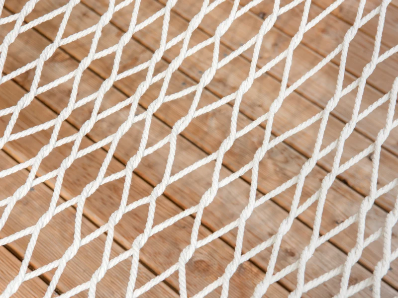 Hängematte Netz mit Holzstangen 190cm 150kg Garten Boho weiß Outdoor