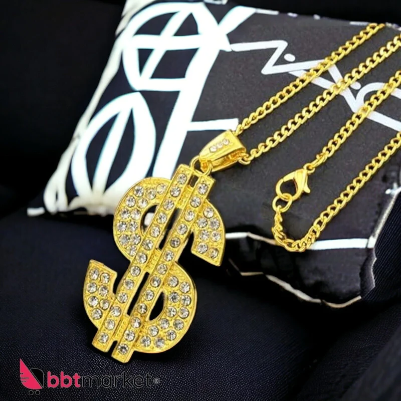 Dollar Unisex Vergoldete Kette für Männer Anhänger Halskette Halskette