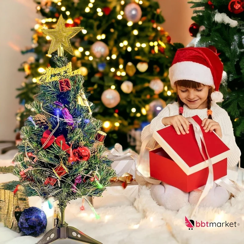 Mini Weihnachtsbaum Tisch Künstlich Tannenbaum klein mit LED-Lichterketten NEU