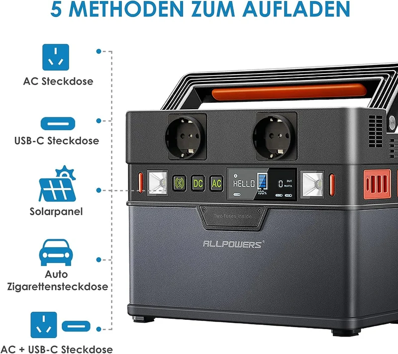 ALLPOWERS Solar Tragbares Powerstation 78000mAh 300W Tragbar mit AC/USB-Ausgang