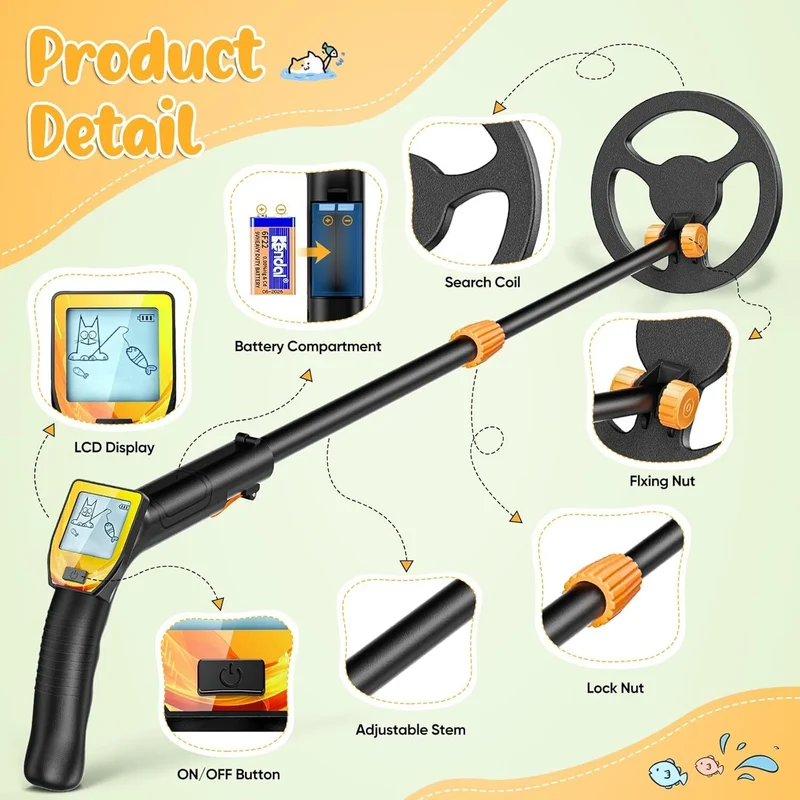 Profi Metalldetektor Set Kinder Wasserdicht LCD Schatzsuche mit Zubehör