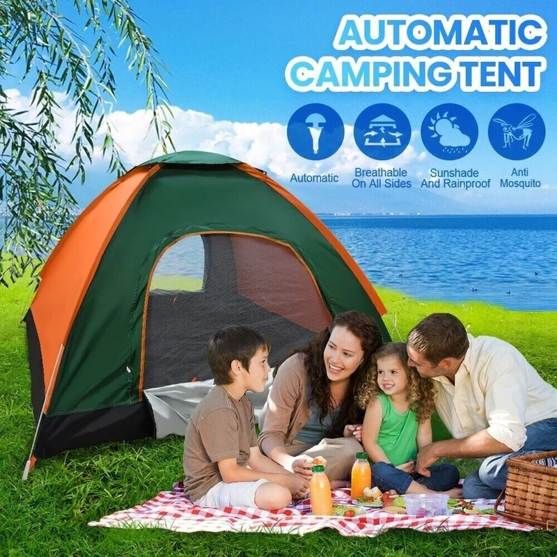 Camping Zelt 3-4 Personen Pop Up Kuppel Campingzelt,einfacher Aufbau Wurfzelt