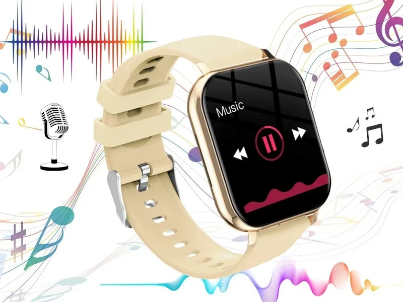 Smartwatch Damen Herren Bluetooth Telefonieren Sportuhr Fitness Tracker Gold 5907451378137