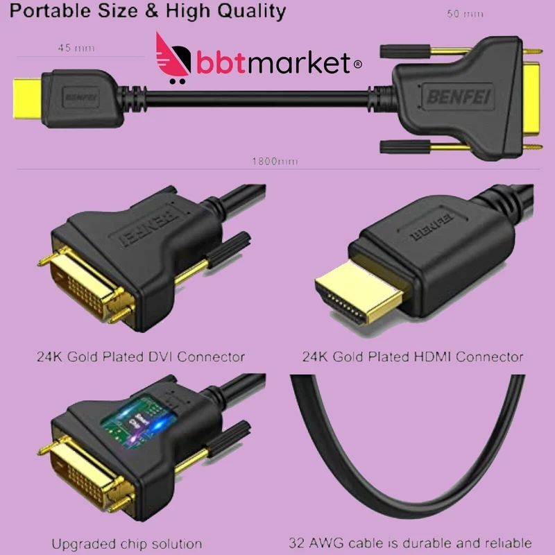 HDMI - DVI (DVI - HDMI) Kabel High Speed FULL HD 1080p PC Monitor Beamer TV neu