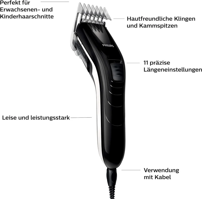 Philips QC5115/15 Haarschneider mit Edelstahlklingen – 11 Längeneinstellungen von 0,5 bis 21 mm