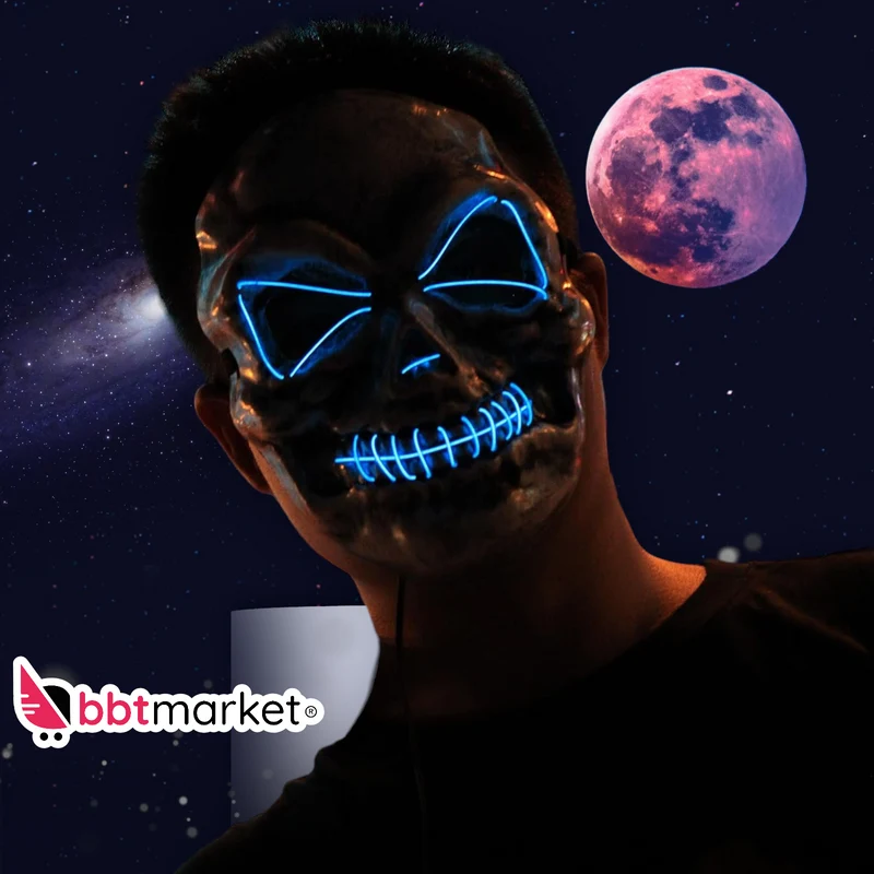 Halloween Purge Maske LED – Horror Leuchtmaske für Party, Karneval & Cosplay