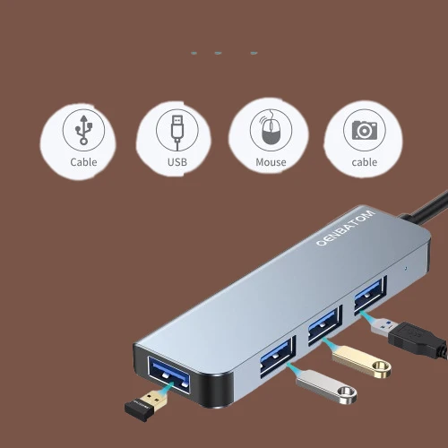 USB C Hub mit 4-Port USB Ultra Slim Data Hub, kompatibel USB3.0*1 USB2.0*3- NEU