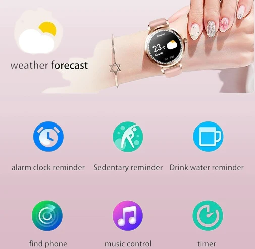 SmartWatch, Fitnessuhr Damen DIY 1.09" Touchs Bildschirm SpO2, IP68 Wasserdicht