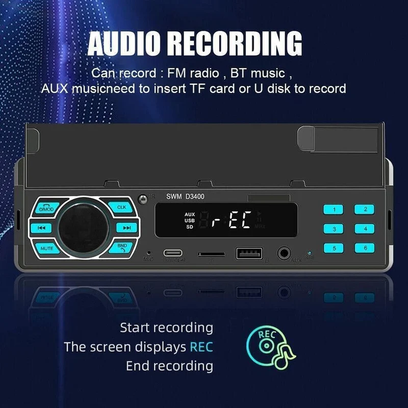 Autoradio Bluetooth 1 Din MP3 Player Freisprecheinrichtung C USB L8 Typ X4V3