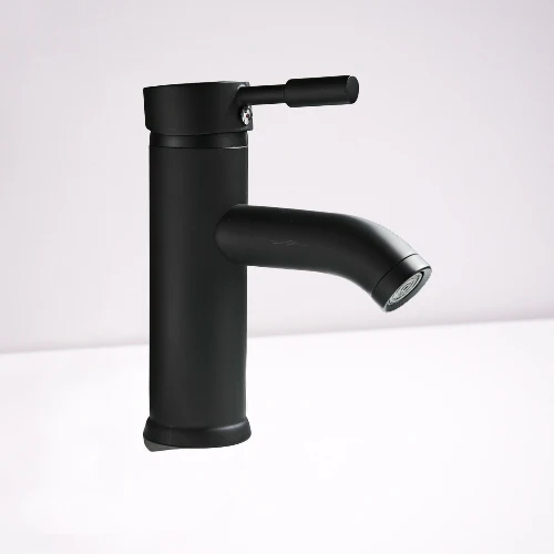 Waschtischarmatur Schwarz – Einhand Mischbatterie für Waschbecken | Moderne Badarmatur mit Heiß- & Kaltwasseranschluss, Keramikkartusche & 40 cm Schläuchen