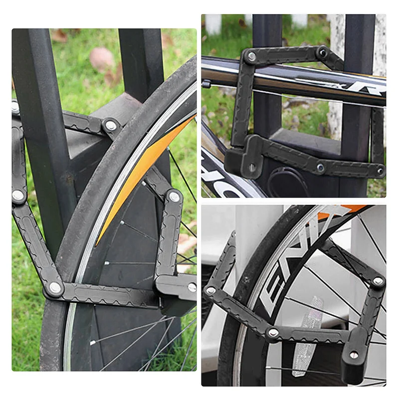 FISCHER Faltschloss mit Halterung Länge Fahrrad-Motorrad-Schloss 85 cm schwarz