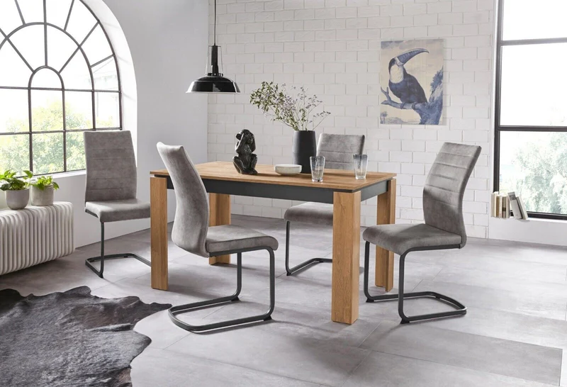 ESSTISCH KATRIN, Breite 140 cm. Alteiche/anthrazit NEU & OVP