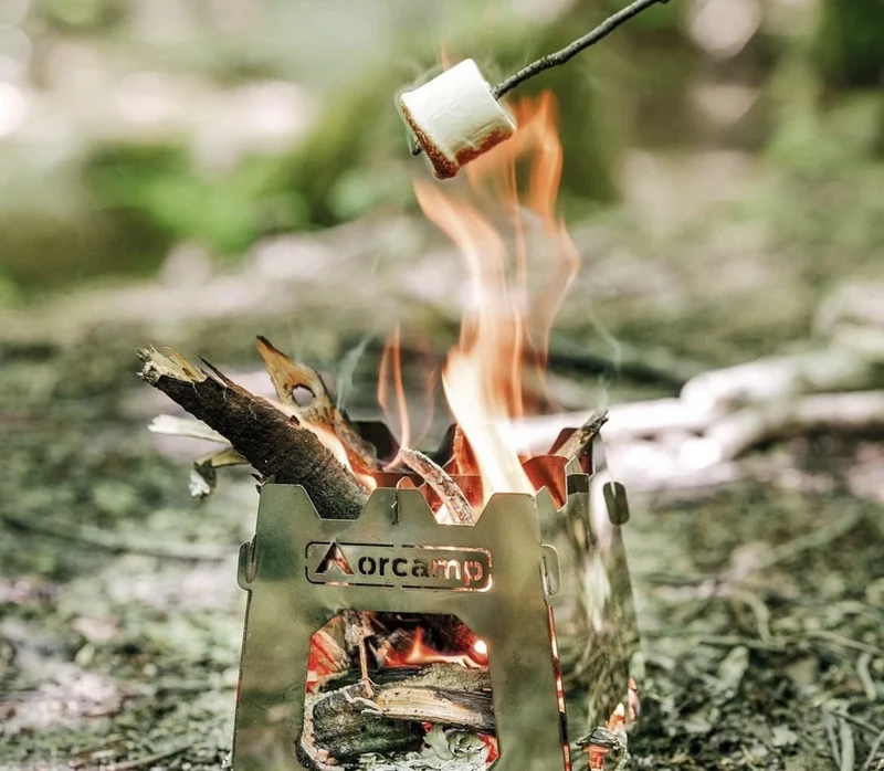 Tragbarer Edelstahl Campingkocher – Faltbarer Holzofen für Outdoor & Wandern