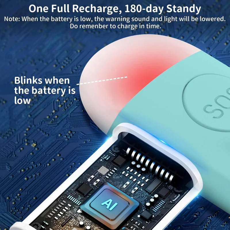 Wiederaufladbarer Taschenalarm 130 dB mit LED Licht – Persönlicher Notfallalarm mit USB-C – Weiß oder Grün