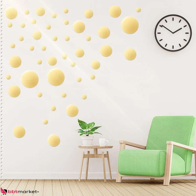 264 Stück Gold Punkte Wandaufkleber – PVC Wandtattoo Set in 4 Größen, Selbstklebende Dots für DIY Deko, Wände & Möbel