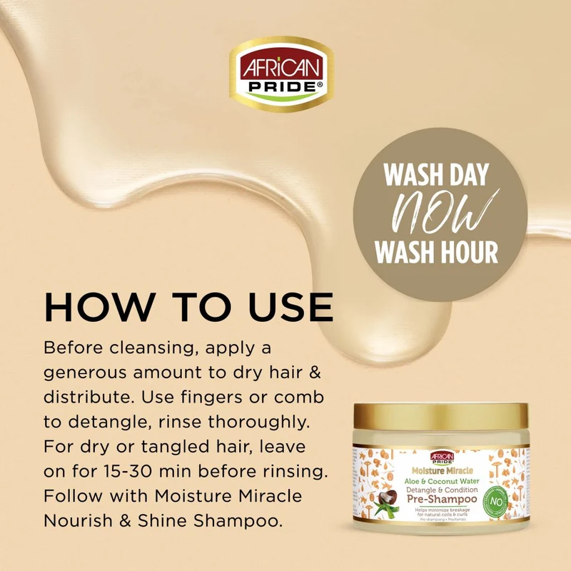 African pride pre-shampoo detangle and condition mask with aloe & coconut water