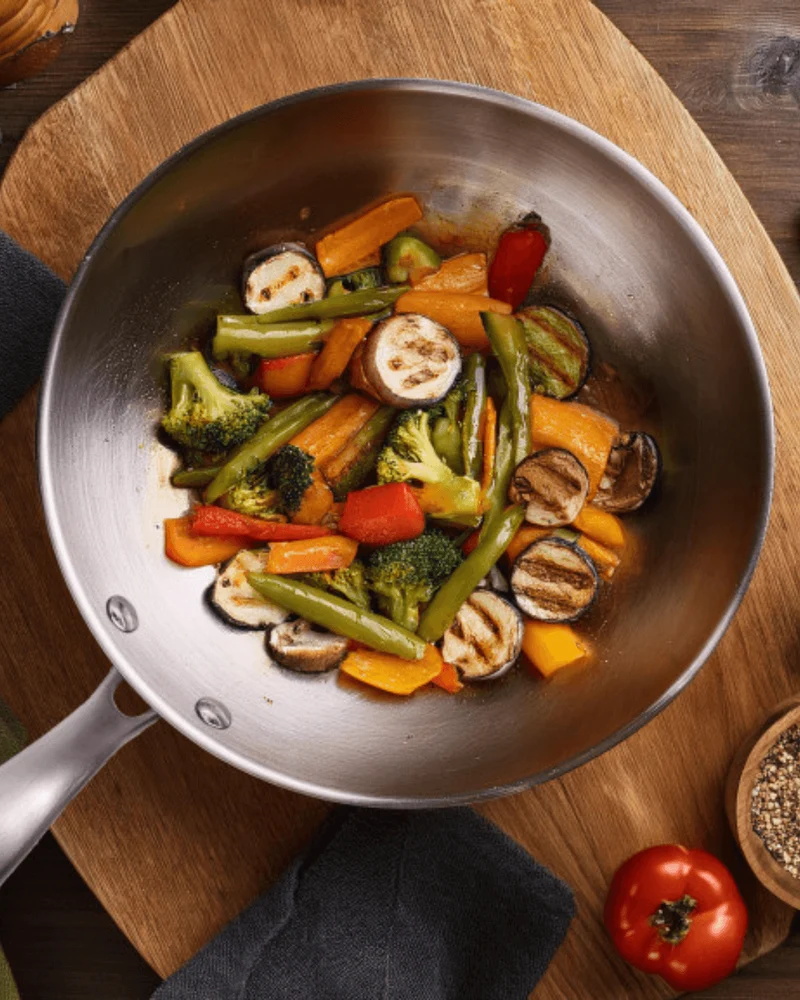 Wok inox 28 cm – Cuisinox Gourmet – Tri-pli