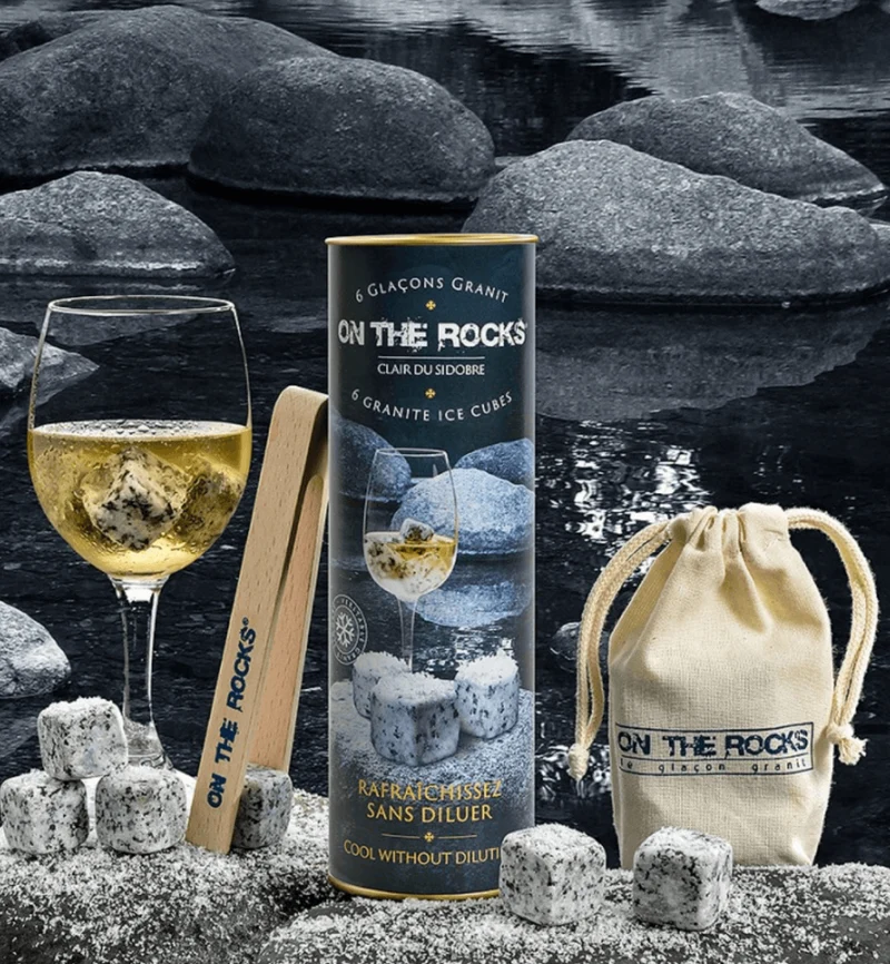 Coffret pierres à whisky– 6 glaçons en granit du Sidobre + pince