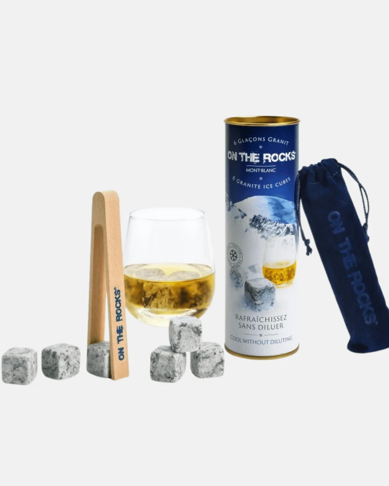 Coffret pierres à whisky/boisson – 6 glaçons en granit du Mont-Blanc