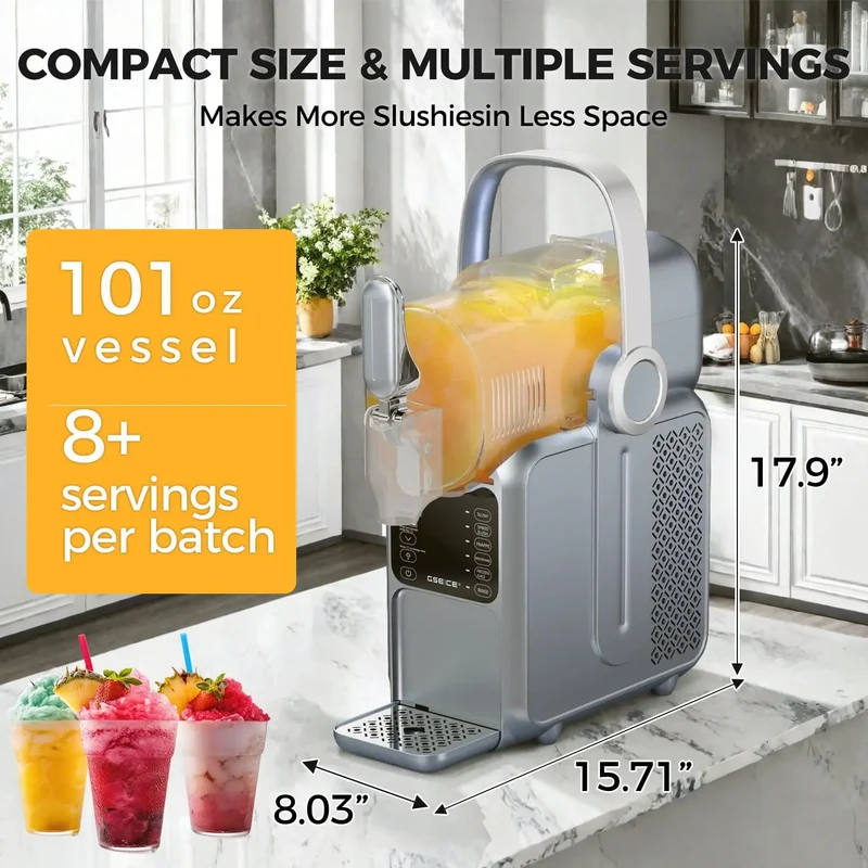 Slushie Maker Machine, 101oz Ice Cream Machine for Home with Portable Handle, Real-time Temp Display, 5 Preset Modes for Slushie, Margaritas, Frappés, Milkshake, and Juice | HS3L