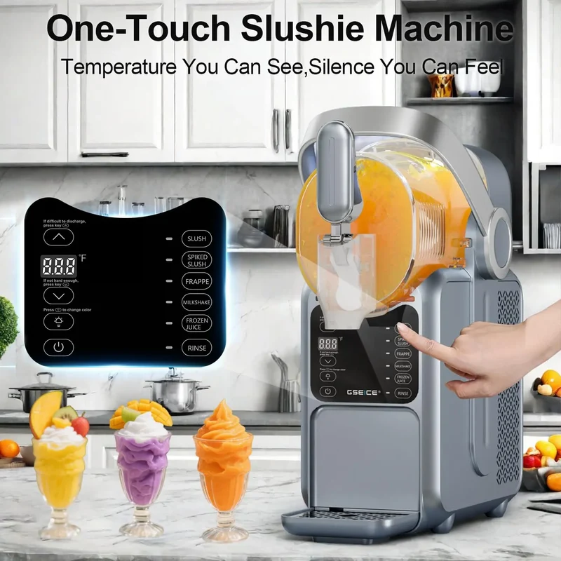 Slushie Maker Machine, 101oz Ice Cream Machine for Home with Portable Handle, Real-time Temp Display, 5 Preset Modes for Slushie, Margaritas, Frappés, Milkshake, and Juice | HS3L