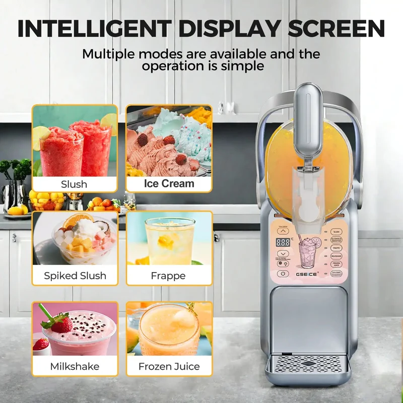 Slushie Maker Machine, 101oz Ice Cream Machine for Home with Portable Handle, Real-time Temp Display, 5 Preset Modes for Slushie, Margaritas, Frappés, Milkshake, and Juice | HS3L
