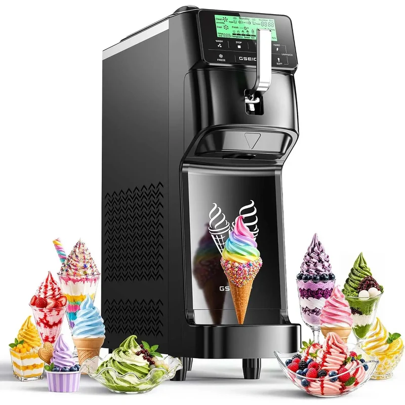 GSEICE Commercial Soft Serve Ice Cream Maker Machine, Auto-Clean & Pre-Cool, Stainless 6L Hopper for Café Restaurant & dessert shops | GT16RE