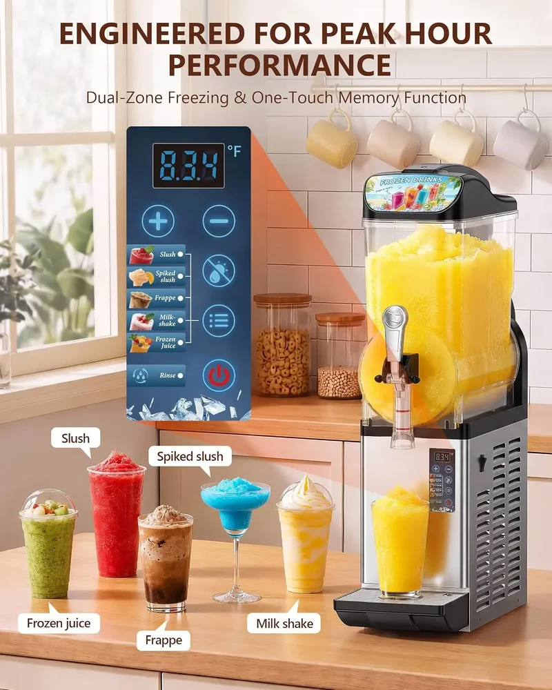 GSEICE 4.8 Gal Commercial Slushy Machine, 18L Single Tank Frozen Drink Maker for Party, Restaurants, Cafe, Bars | RLZ18*1
