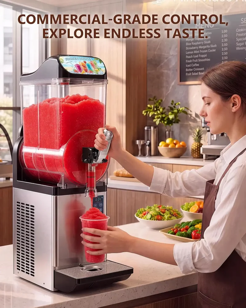 GSEICE 4.8 Gal Commercial Slushy Machine, 18L Single Tank Frozen Drink Maker for Party, Restaurants, Cafe, Bars | RLZ18*1