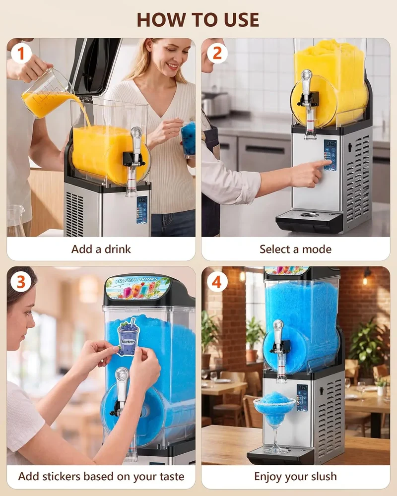 GSEICE 4.8 Gal Commercial Slushy Machine, 18L Single Tank Frozen Drink Maker for Party, Restaurants, Cafe, Bars | RLZ18*1