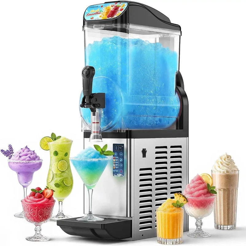 GSEICE 4 Gal Commercial Slushie Machine, 15L Single Tank Margarita Smoothie Frozen Drink Maker for Party, Restaurants, Cafe, Bars, Automatic Cleaning | RLZ15*1