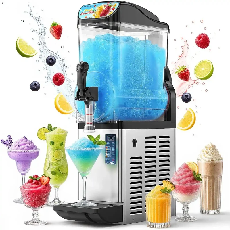 GSEICE 4 Gal Commercial Slushie Machine, 15L Single Tank Margarita Smoothie Frozen Drink Maker for Party, Restaurants, Cafe, Bars, Automatic Cleaning | RLZ15*1