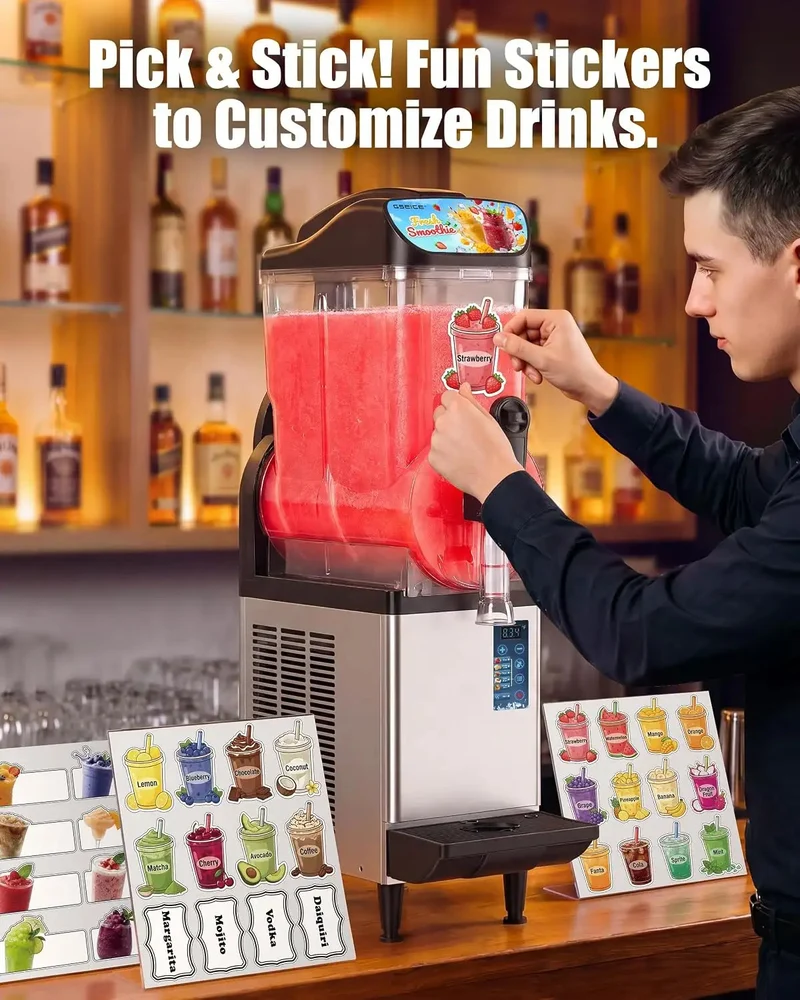 GSEICE 4 Gal Commercial Slushie Machine, 15L Single Tank Margarita Smoothie Frozen Drink Maker for Party, Restaurants, Cafe, Bars, Automatic Cleaning | RLZ15*1
