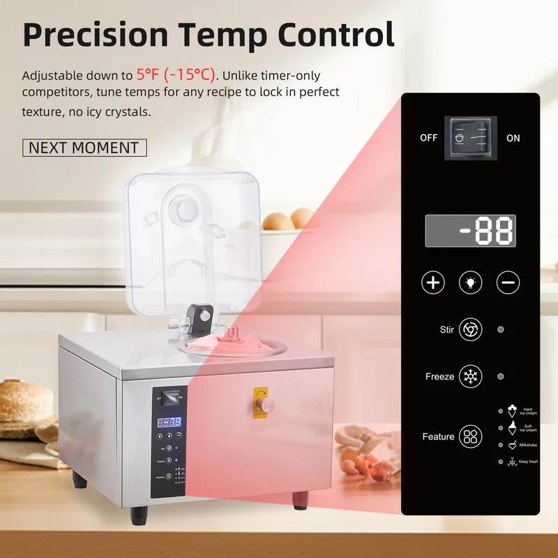 GSEICE Gelato Ice Cream Machine, 500W Italian Water Ice Maker, Hard Ice Cream Machine for Restaurants, Cafes & Dessert Shops | BQ5K