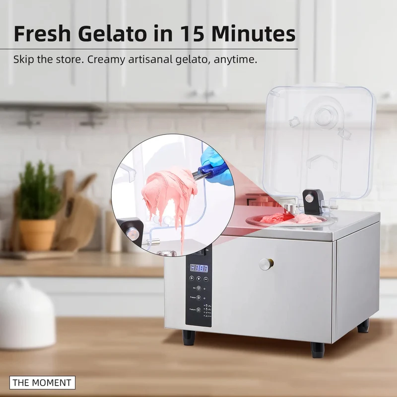 GSEICE Gelato Ice Cream Machine, 500W Italian Water Ice Maker, Hard Ice Cream Machine for Restaurants, Cafes & Dessert Shops | BQ5K