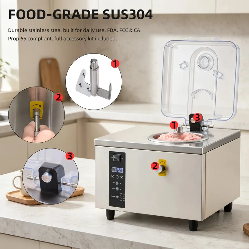 GSEICE Gelato Ice Cream Machine, 500W Italian Water Ice Maker, Hard Ice Cream Machine for Restaurants, Cafes & Dessert Shops | BQ5K