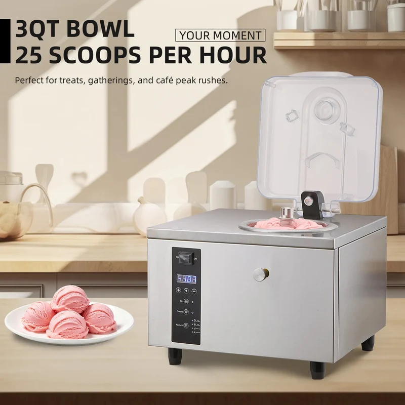 GSEICE Gelato Ice Cream Machine, 500W Italian Water Ice Maker, Hard Ice Cream Machine for Restaurants, Cafes & Dessert Shops | BQ5K