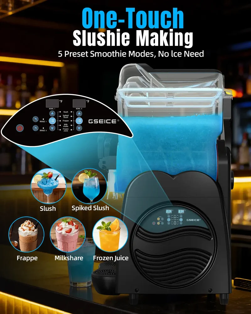GSEICE 2-Tank 9.5 Gal Slushy Machine for Restaurants, Bar, Café & Party, 120V/60Hz | RLC18*2
