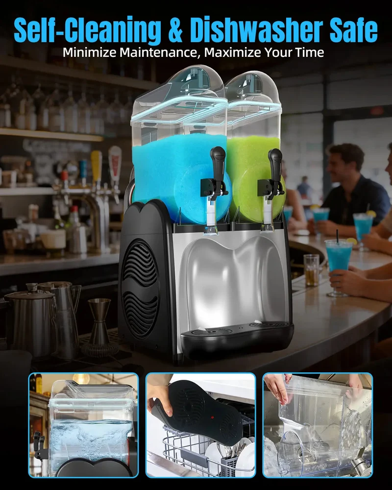 GSEICE 2-Tank 9.5 Gal Slushy Machine for Restaurants, Bar, Café & Party, 120V/60Hz | RLC18*2