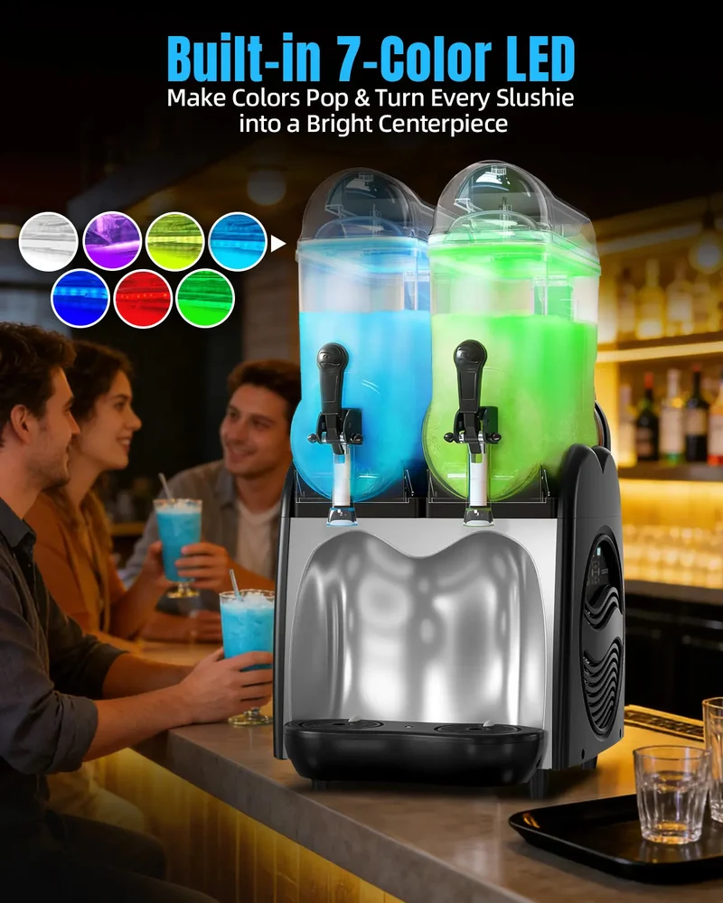 GSEICE 2-Tank 9.5 Gal Slushy Machine for Restaurants, Bar, Café & Party, 120V/60Hz | RLC18*2