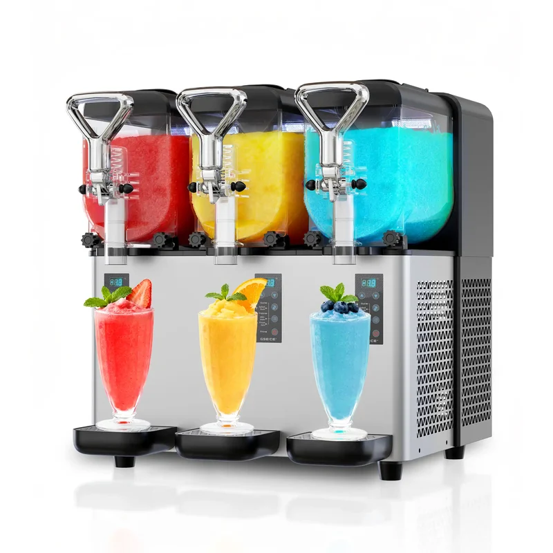 5-in-1 Commercial Slushy Machine, 3x1.05Gal Margarita Machine for Slush, Cocktails, Frappe, Milkshake, Juice