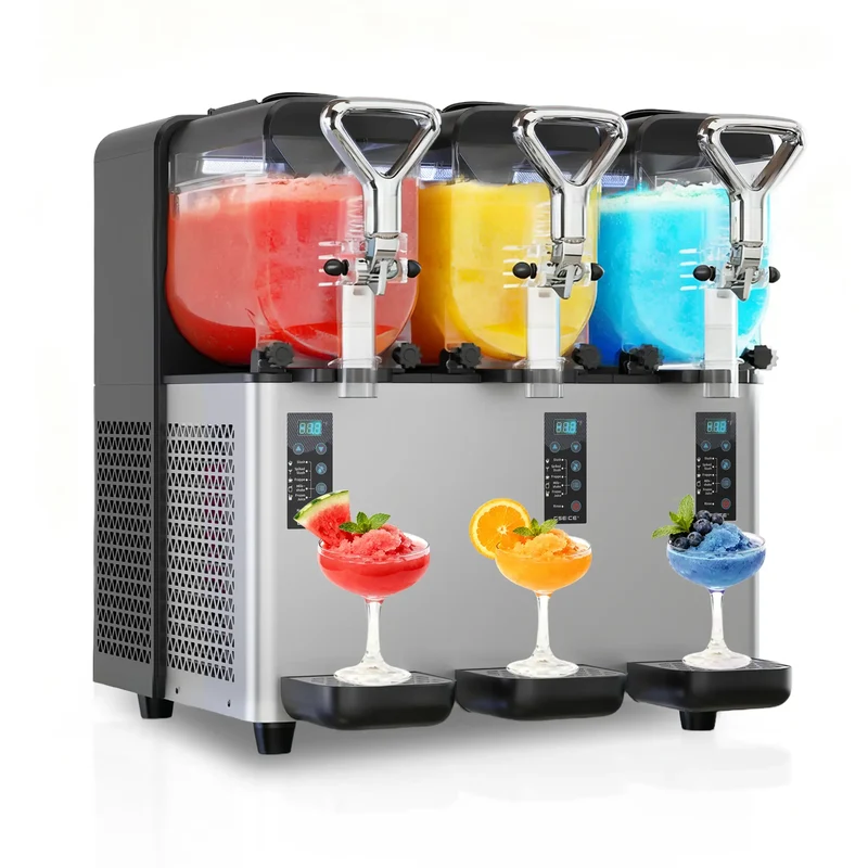 5-in-1 Commercial Slushy Machine, 3x1.05Gal Margarita Machine for Slush, Cocktails, Frappe, Milkshake, Juice