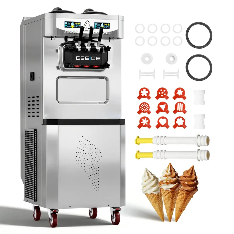 Air-cooled Commercial Ice Cream Maker, 3200W Free-Standing Soft Ice Cream Machine | BH488C