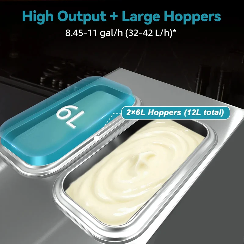 Air-cooled Commercial Ice Cream Maker, 3200W Free-Standing Soft Ice Cream Machine | BH488C