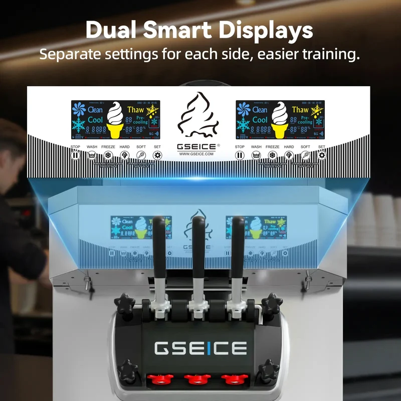 Air-cooled Commercial Ice Cream Maker, 3200W Free-Standing Soft Ice Cream Machine | BH488C
