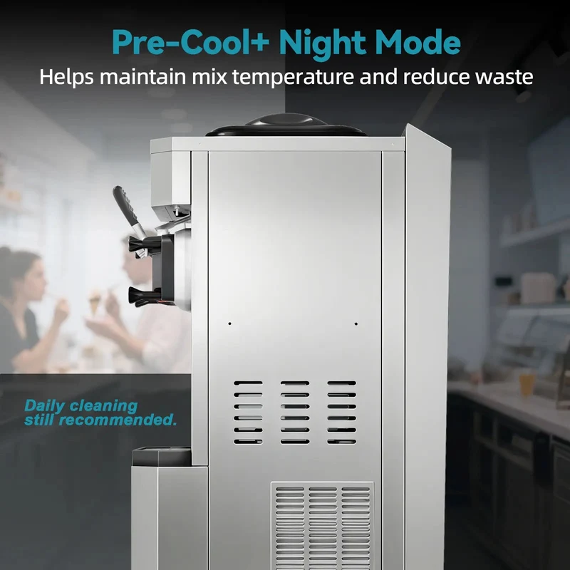 Air-cooled Commercial Ice Cream Maker, 3200W Free-Standing Soft Ice Cream Machine | BH488C