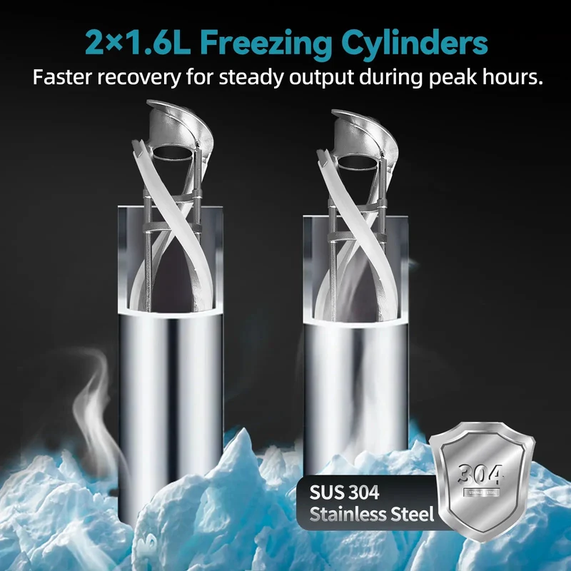 Air-cooled Commercial Ice Cream Maker, 3200W Free-Standing Soft Ice Cream Machine | BH488C