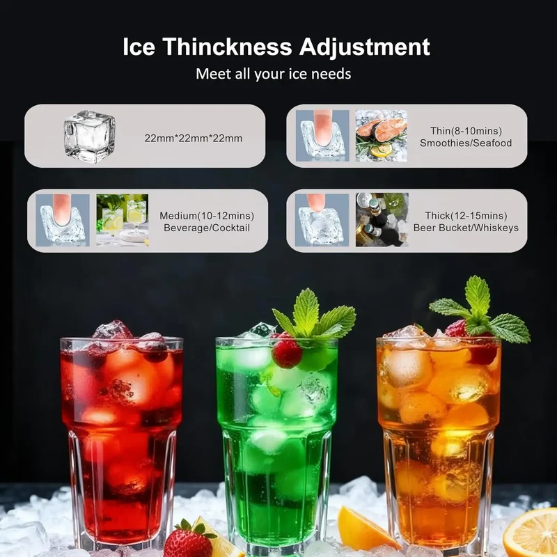 GSEICE SY100 Ice Machine for Home and Commercial, 100lbs/24H Glacier Blue Under Counter Ice Machine with 20lbs Storage Bin