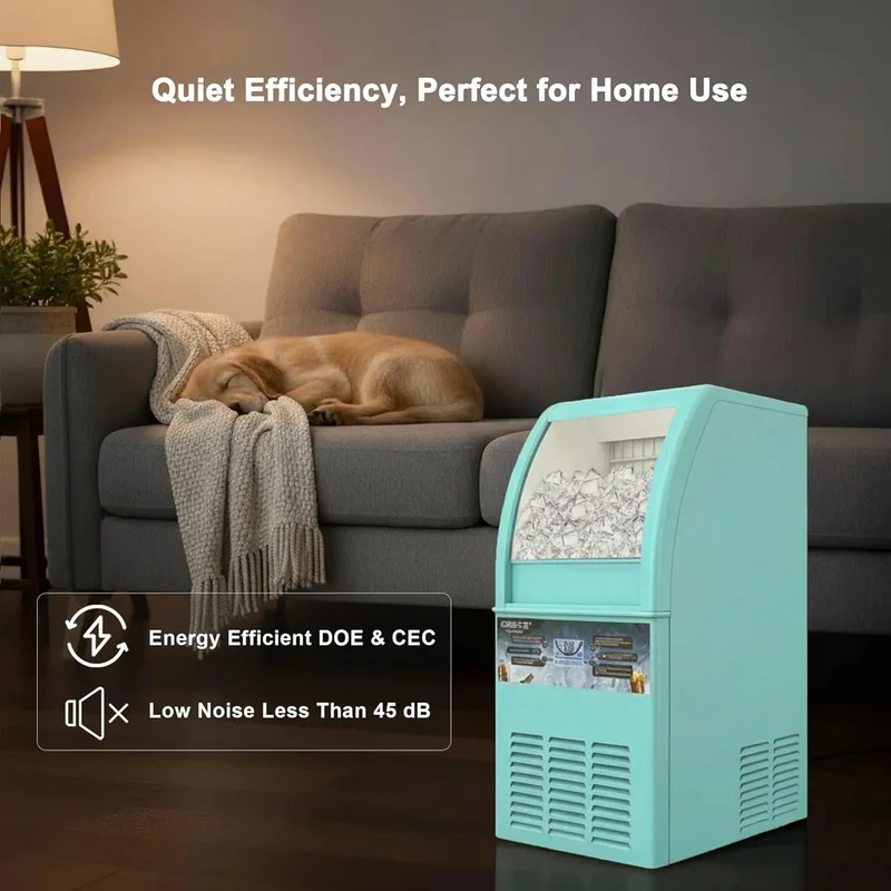 GSEICE SY100 Ice Machine for Home and Commercial, 100lbs/24H Glacier Blue Under Counter Ice Machine with 20lbs Storage Bin